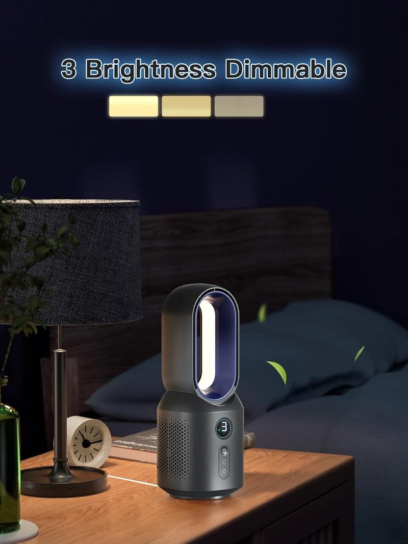 let'me 13 Inch Desk Fan, Bladeless Table Fan, 106° Oscillating Fan Touch Control with 3 Speeds and Night Light, Small Quiet Desk Fan for Personal, Office, Nightstand - Image 3